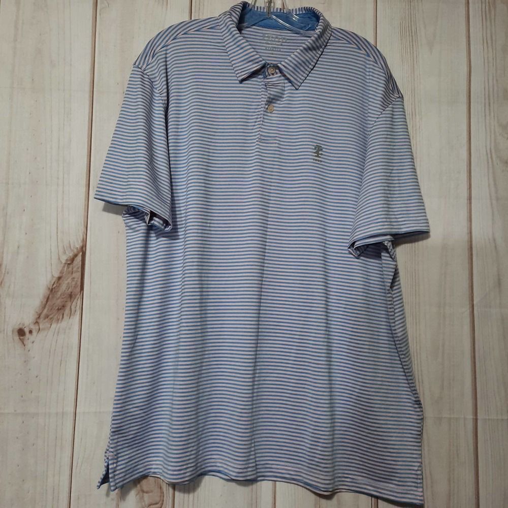 IZOD Golf Polo Shirt Mens Striped Shortโ Sleeve Blue Casual Outdoors Activewear